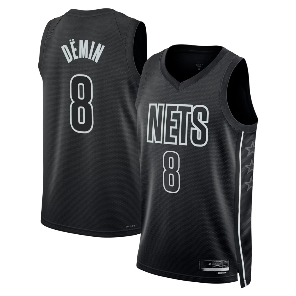 Jamed B.Nets #8 Egor D?min  Black Swingman Jerseys - Statement Edition