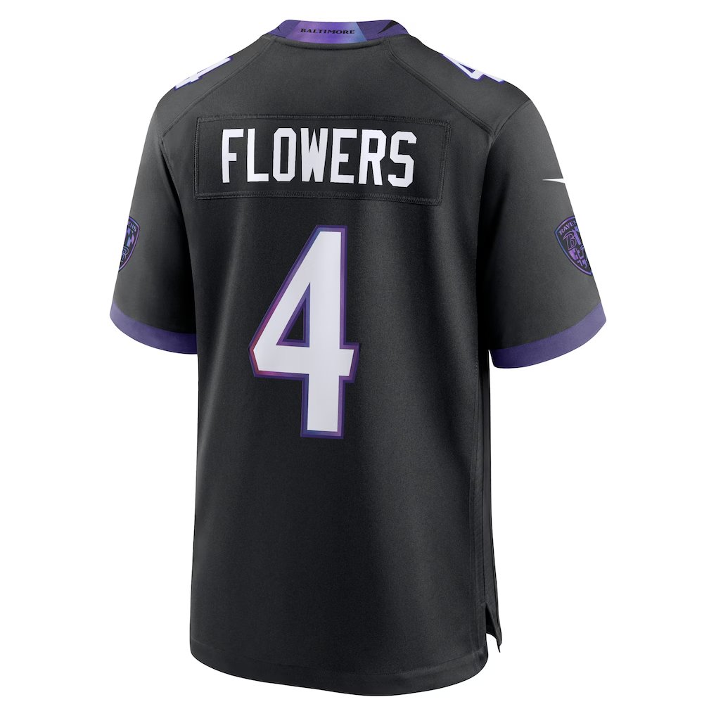Jamed B.Ravens #4 Zay Flowers Black Alternate Stitched Jerseys