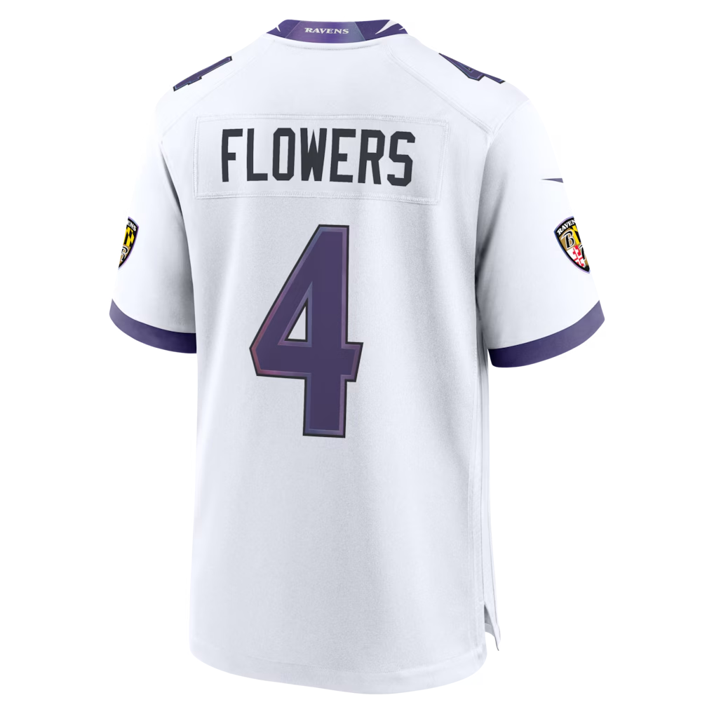 Jamed B.Ravens #4 Zay Flowers White Game Stitched Jerseys