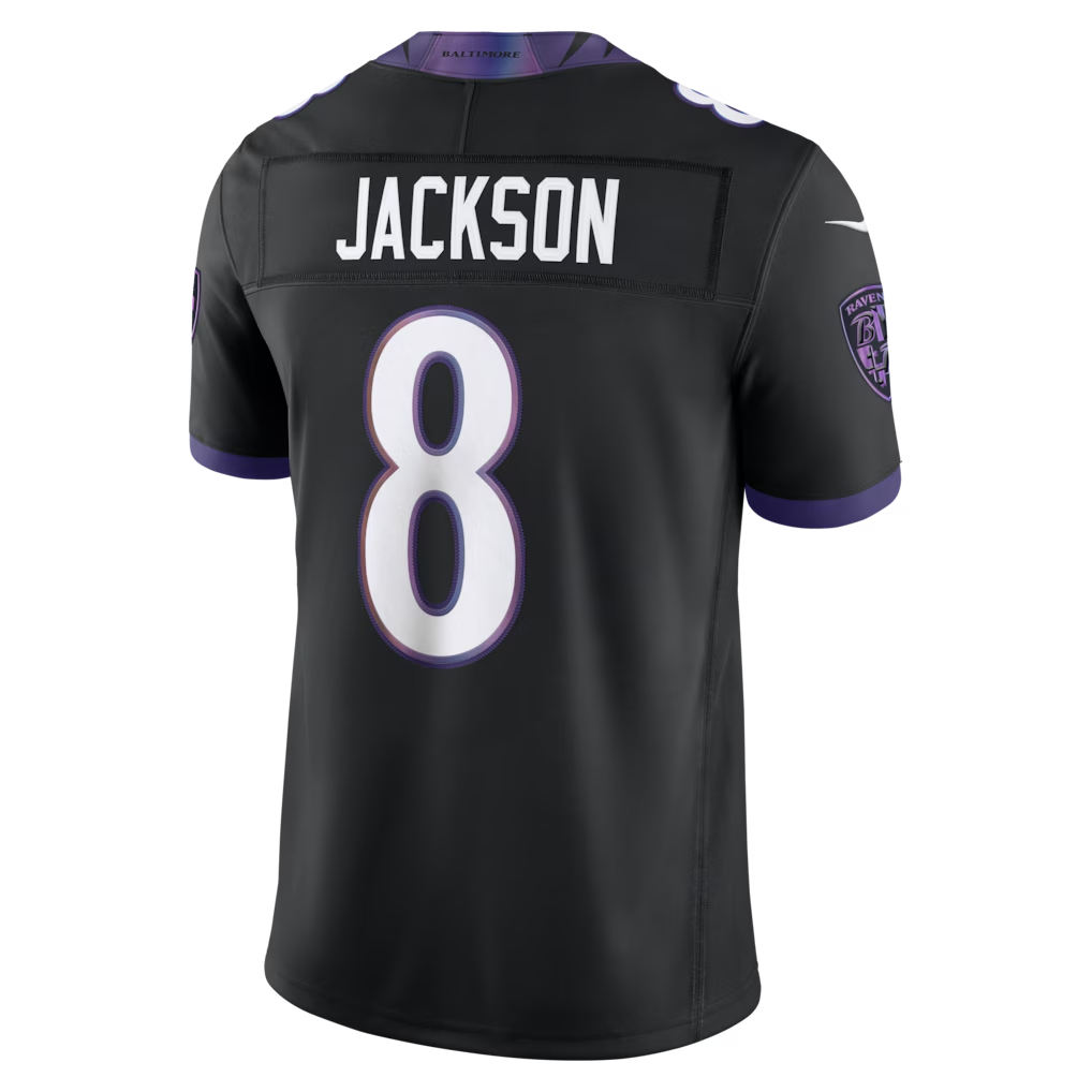 Jamed B.Ravens #8 Lamar Jackson Black Alternate Alternate Vapor F.U.S.E. Stitched Limited Jerseys