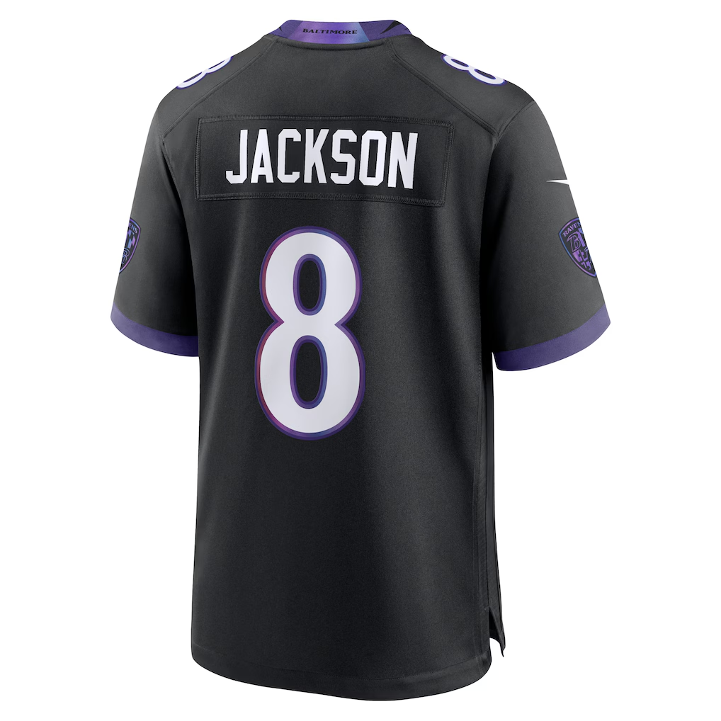 Jamed B.Ravens #8 Lamar Jackson Black Alternate Game Stitched Jerseys