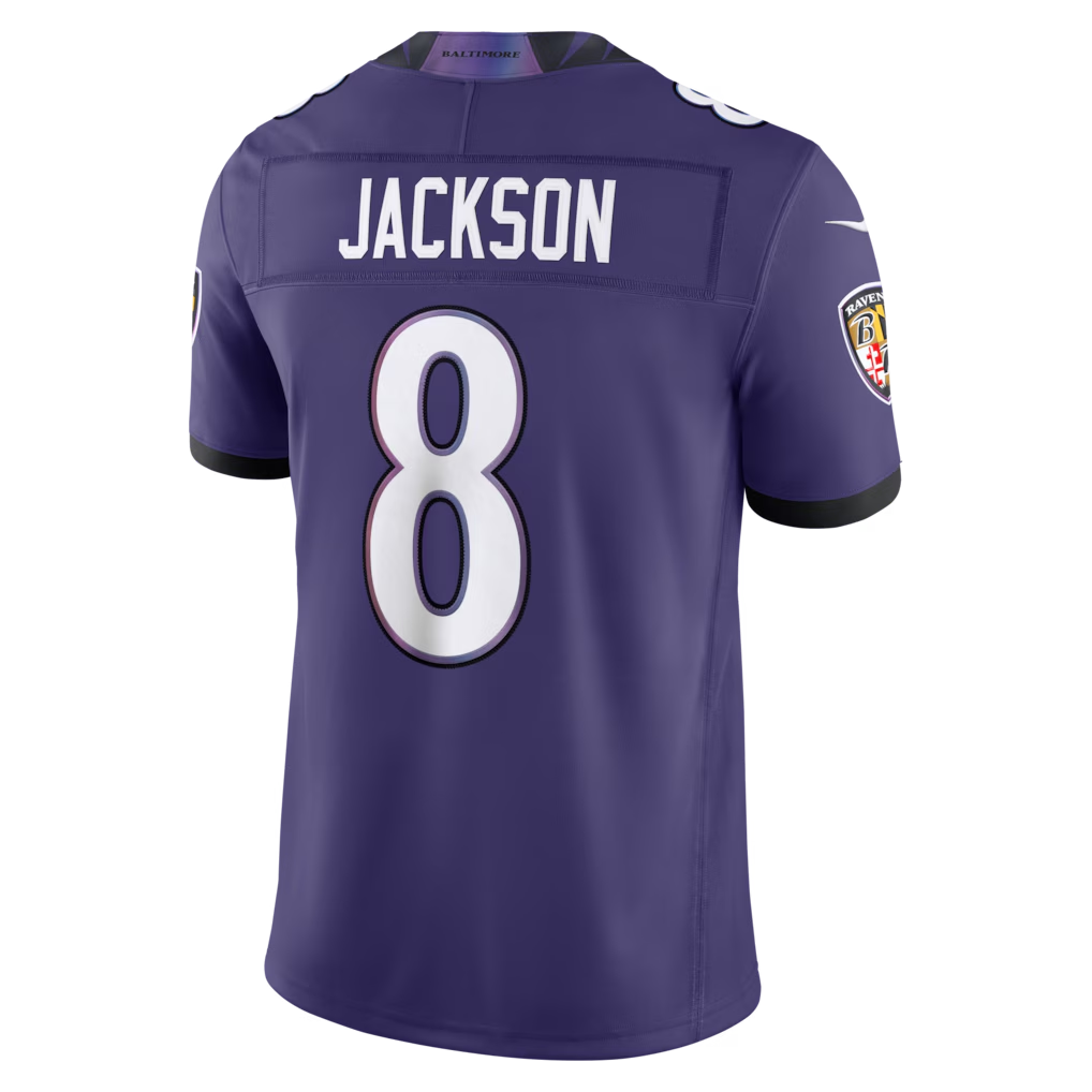 Jamed B.Ravens #8 Lamar Jackson Purple Team Vapor F.U.S.E. Stitched Limited Jerseys