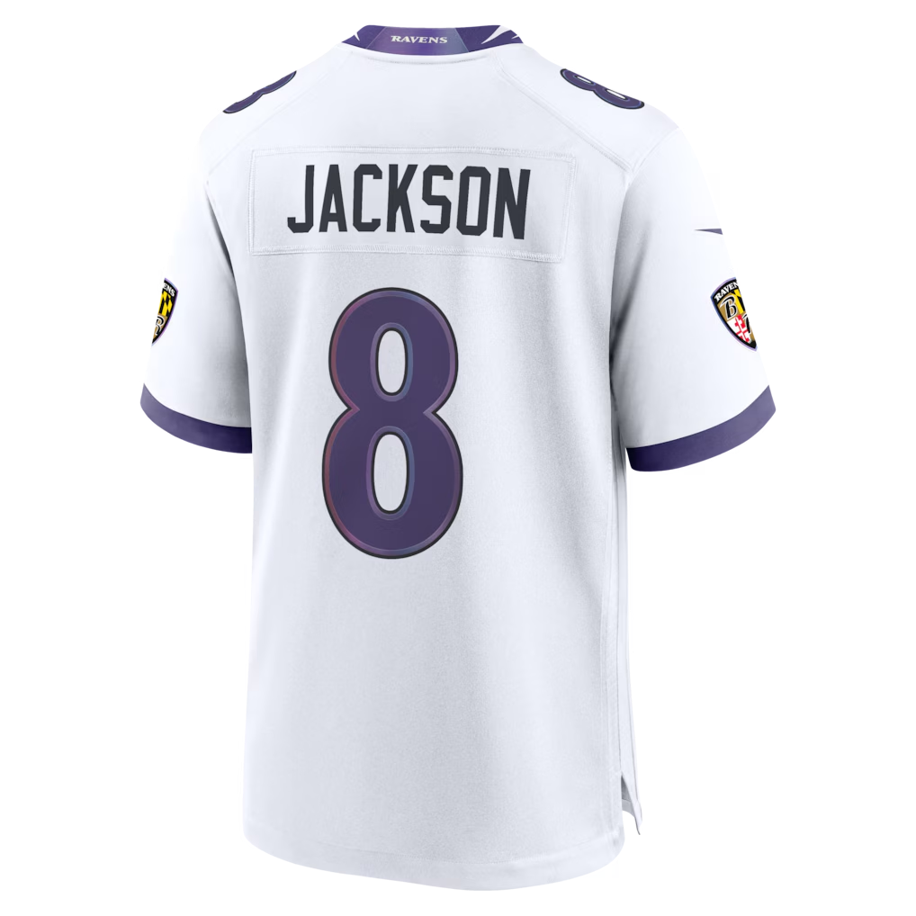 Jamed B.Ravens #8 Lamar Jackson White Game Stitched Jerseys