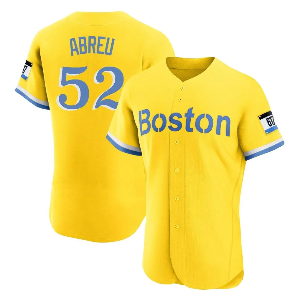 Jamed B.Red Sox #52 Wilyer Abreu Player Yellow Limited Elite Home Game Stitched Jerseys