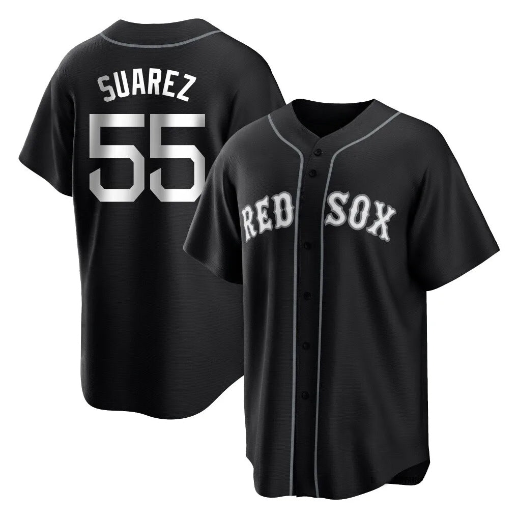 Jamed B.Red Sox #55 Ranger Su¨¢rez Player Black Home Game Stitched Jerseys