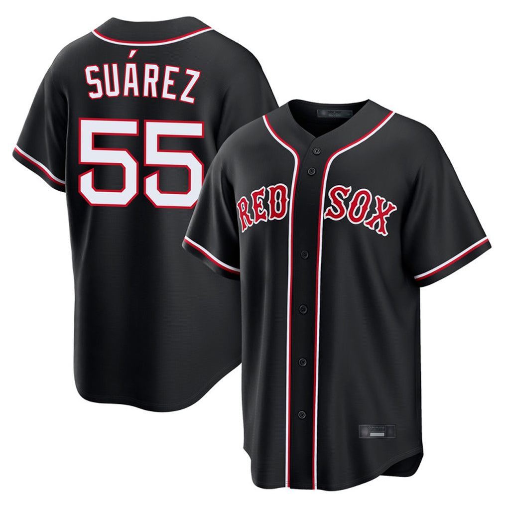 Jamed B.Red Sox #55 Ranger Su¨¢rez Player Black Out Home Game Stitched Jerseys