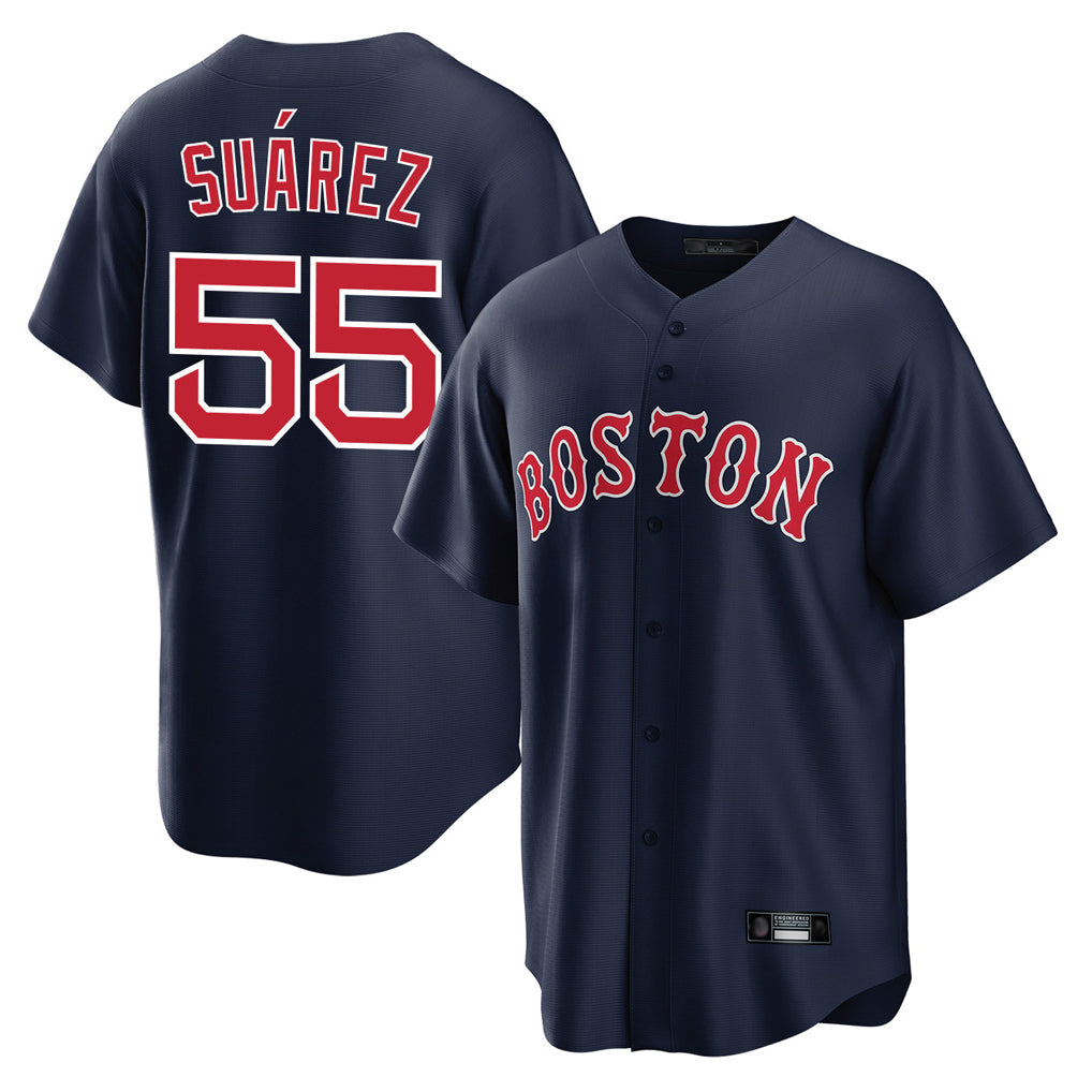 Jamed B.Red Sox #55 Ranger Su¨¢rez Player Navy Home Game Stitched Jerseys