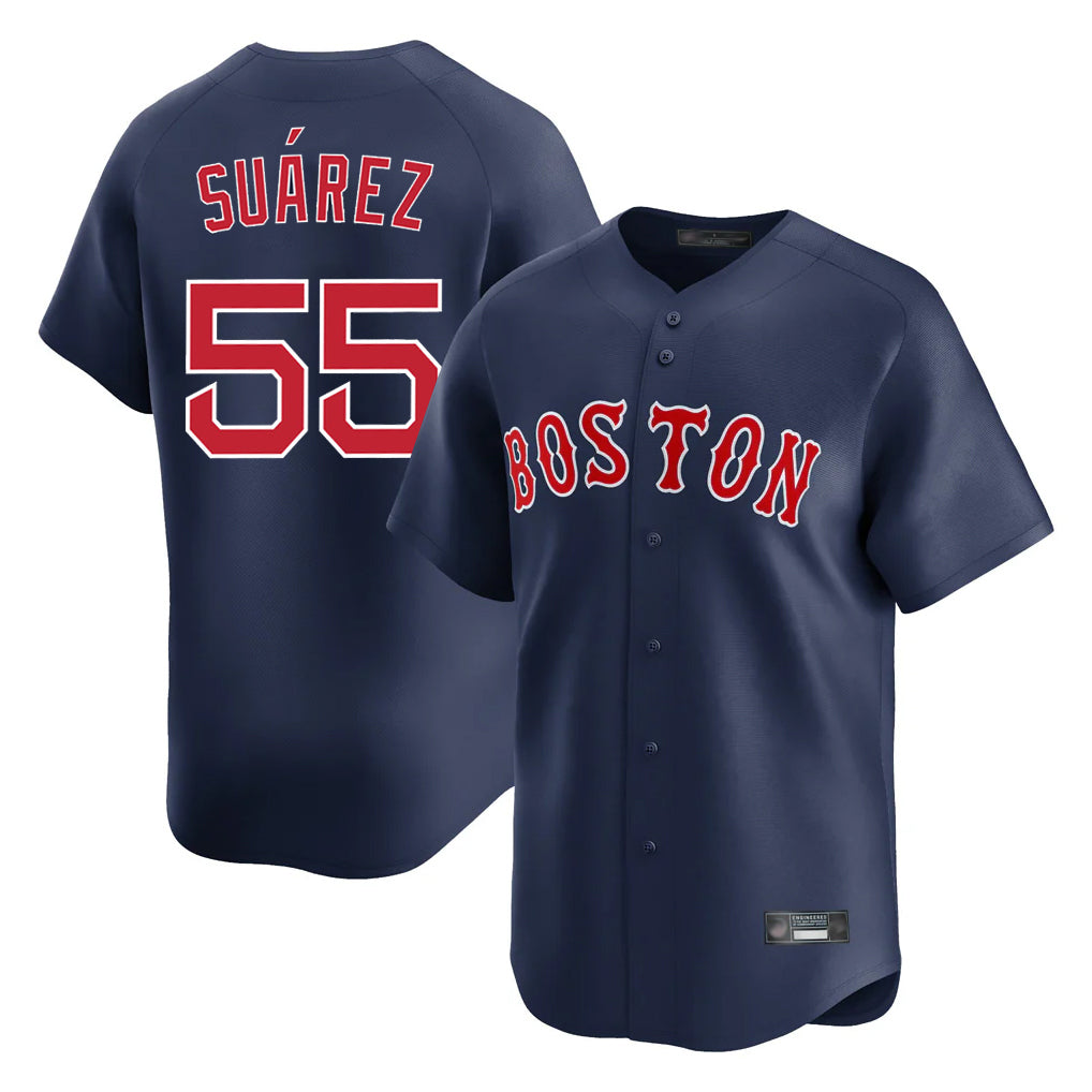 Jamed B.Red Sox #55 Ranger Su¨¢rez Player Navy Limited Home Game Stitched Jerseys