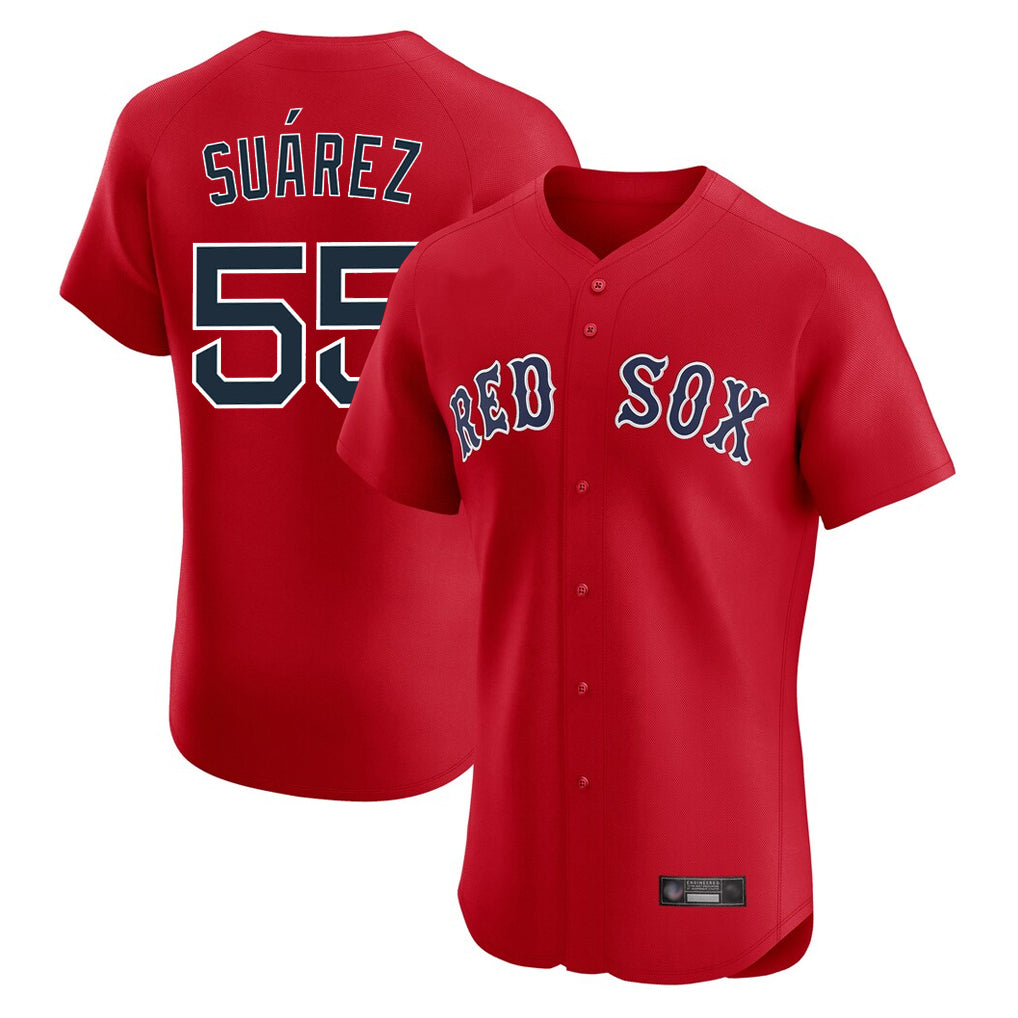 Jamed B.Red Sox #55 Ranger Su¨¢rez Player Red Limited Elite Home Game Stitched Jerseys