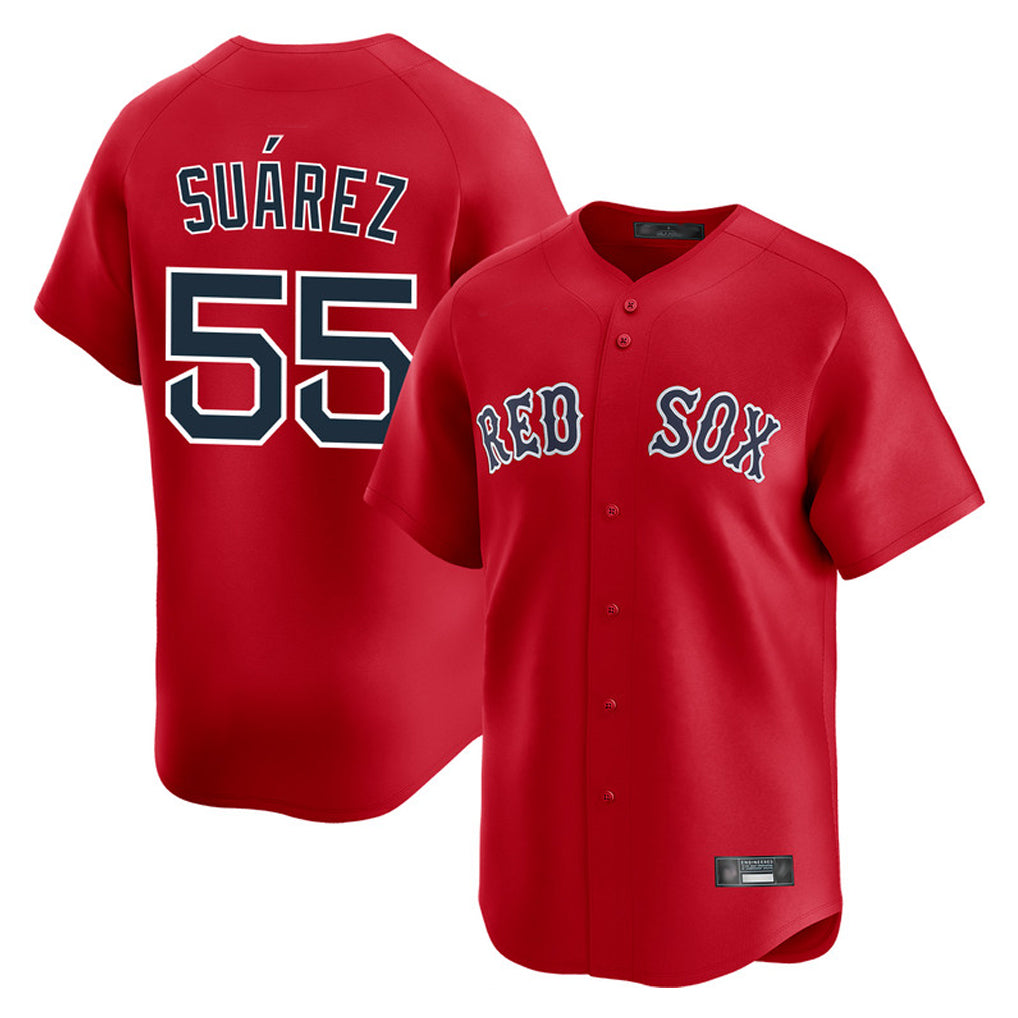 Jamed B.Red Sox #55 Ranger Su¨¢rez Player Red Limited Home Game Stitched Jerseys