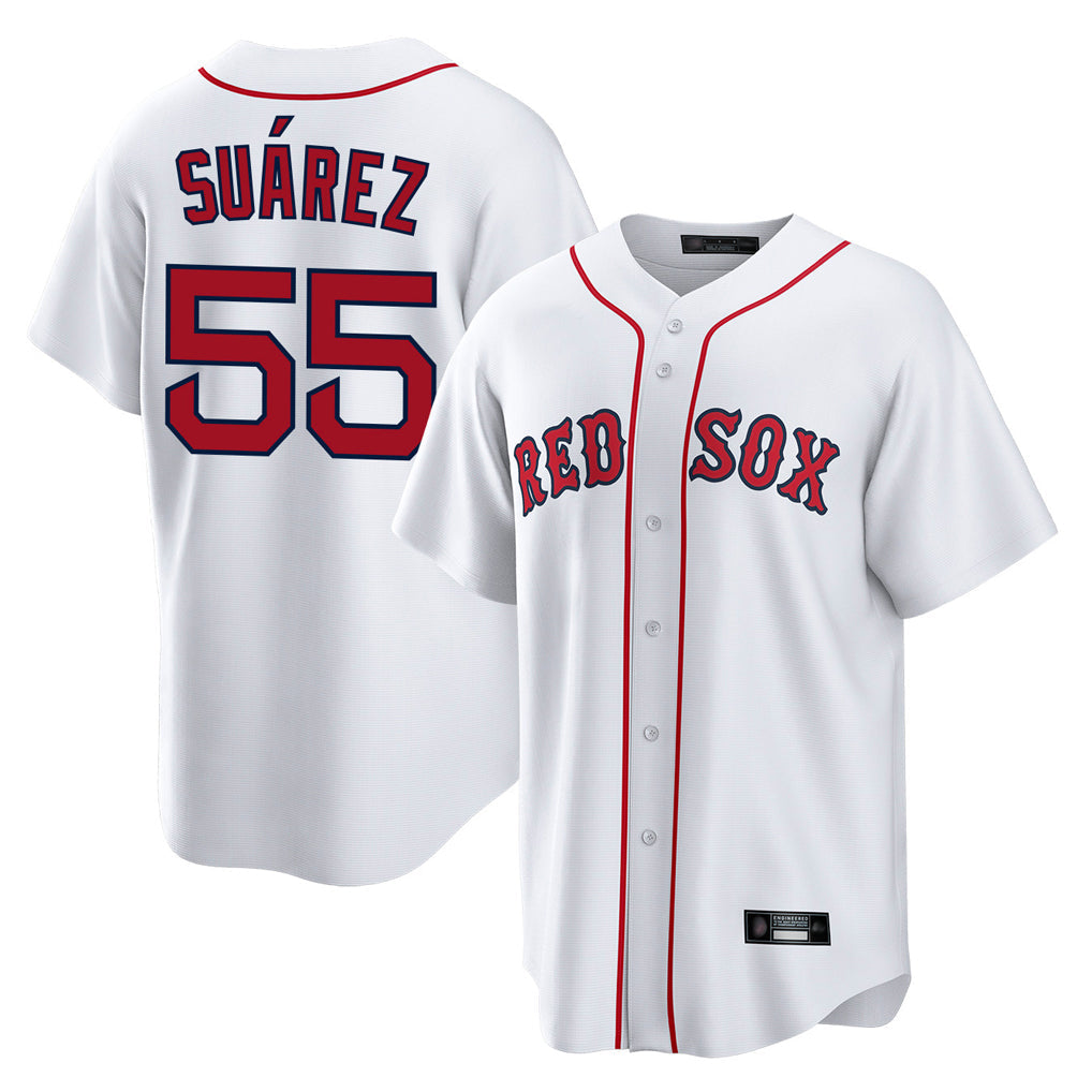 Jamed B.Red Sox #55 Ranger Su¨¢rez Player White Home Game Stitched Jerseys
