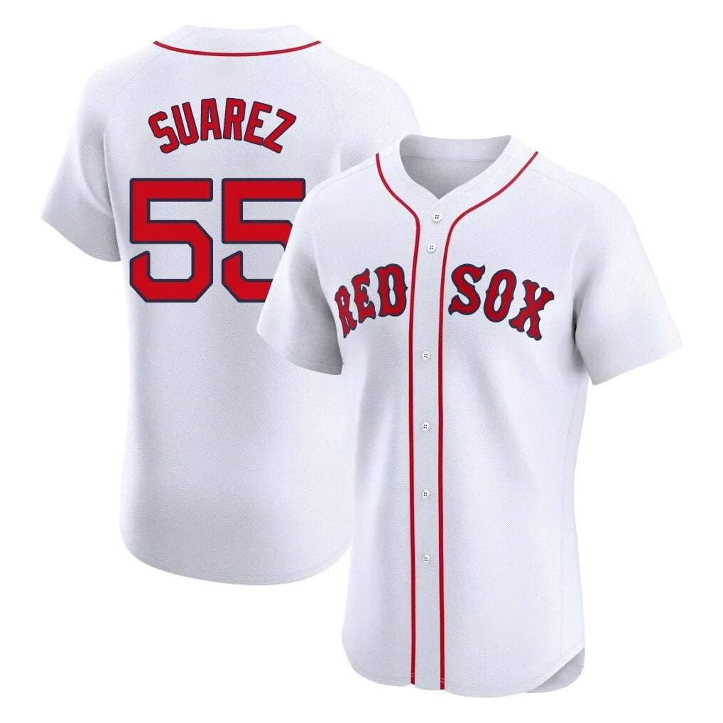 Jamed B.Red Sox #55 Ranger Su¨¢rez Player White Limited Elite Home Game Stitched Jerseys