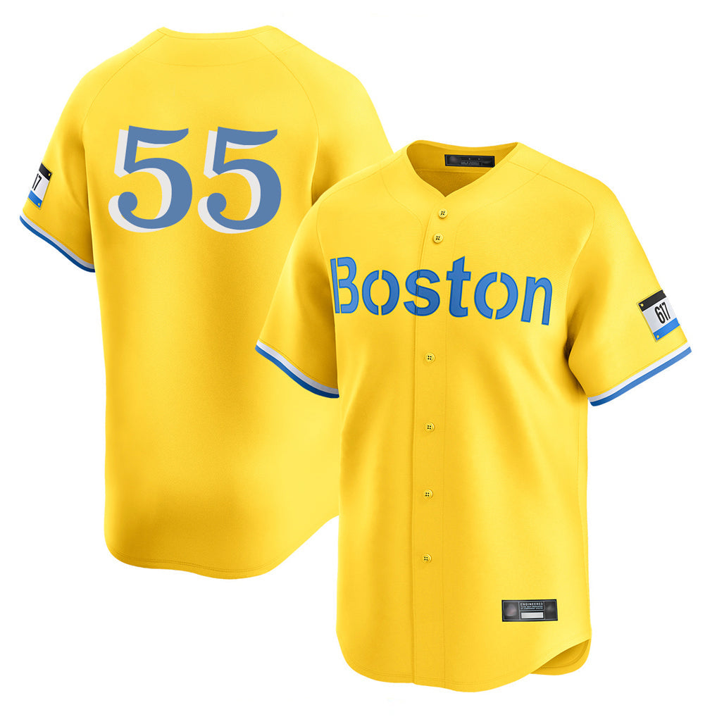 Jamed B.Red Sox #55 Ranger Su¨¢rez Player Yellow Limited Home Game Stitched Jerseys