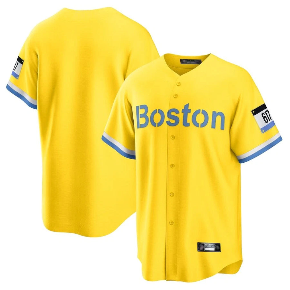 Jamed B.Red Sox Blank Player Yellow Home Game Stitched Jerseys