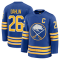 Jamed B.Sabres #26 Rasmus Dahlin Royal Premium with Captain's Patch Stitched Jerseys