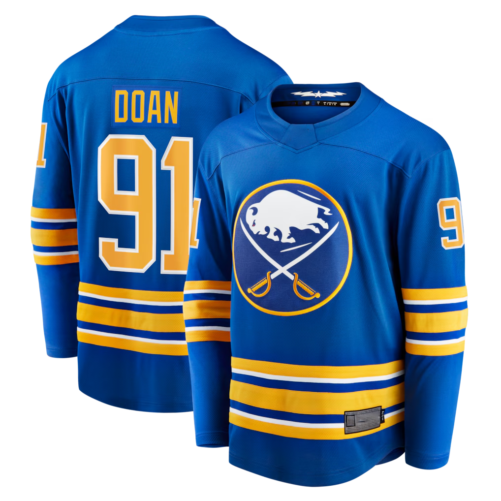 Jamed B.Sabres #91 Josh Doan Royal Home Premier Breakaway Player Stitched Jerseys