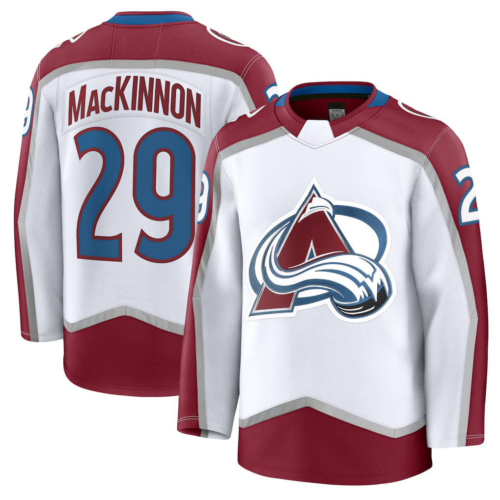 Jamed C.Avalanche #29 Nathan MacKinnon White Away Premium Jerseys