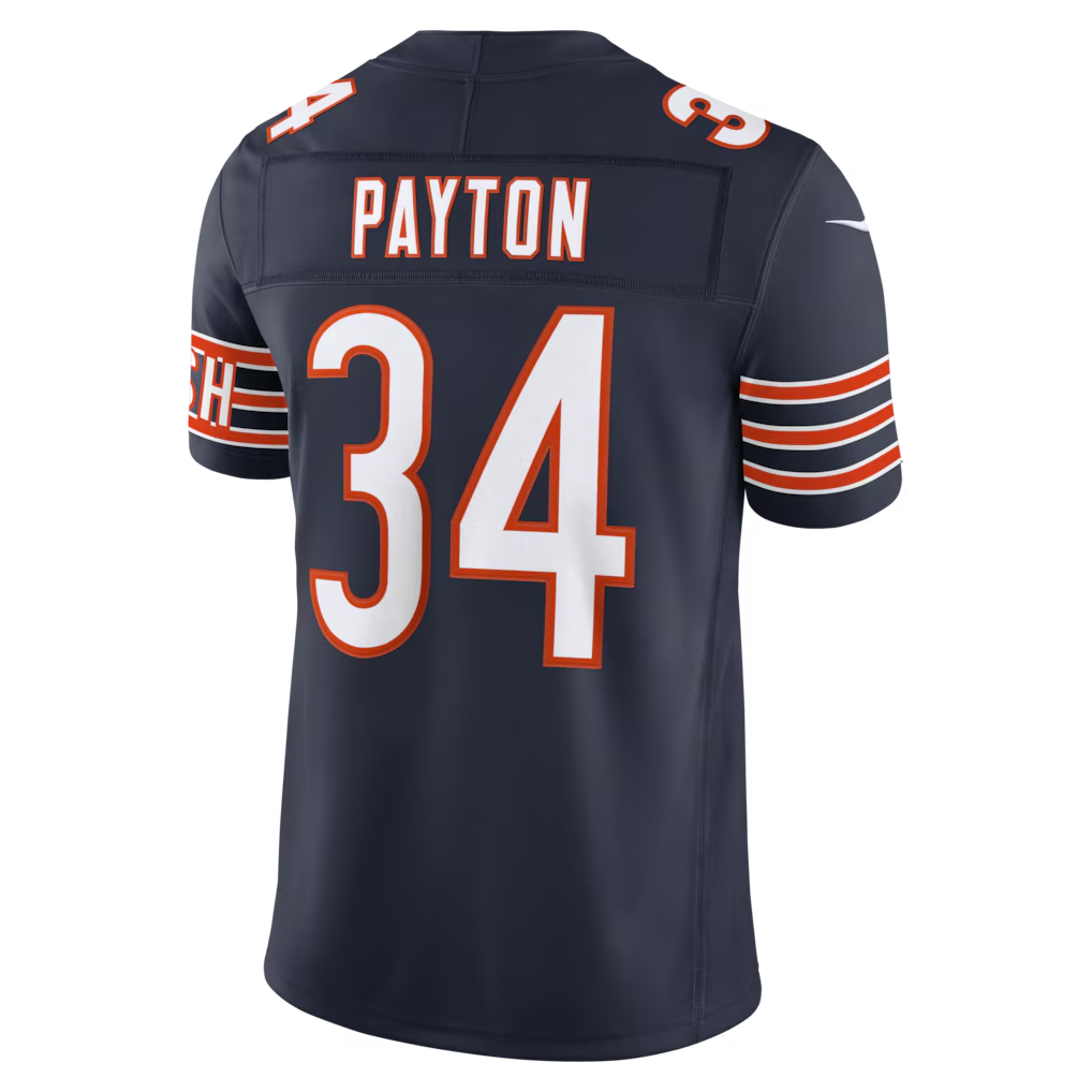 Jamed C.Bears #34 Walter Payton Navy Vapor F.U.S.E. Stitched Retired Limited Stitched Jerseys