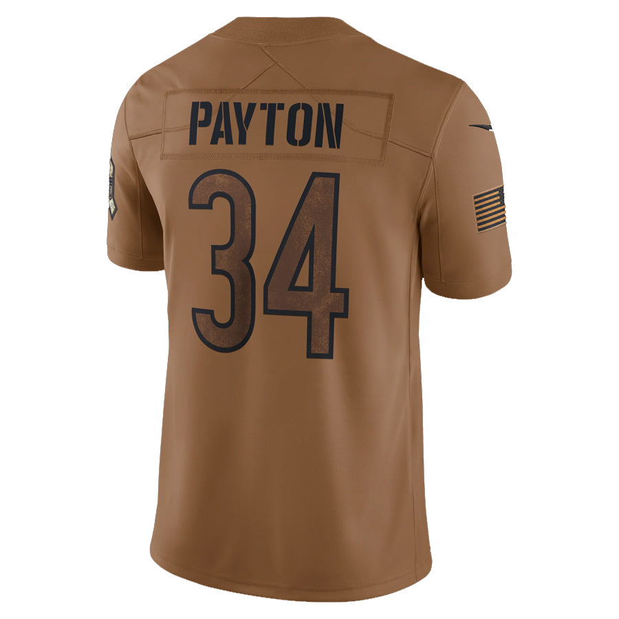 Jamed C.Bears #34 Walter Payton Player Brown Salute To Service Limited Stitched Jerseys
