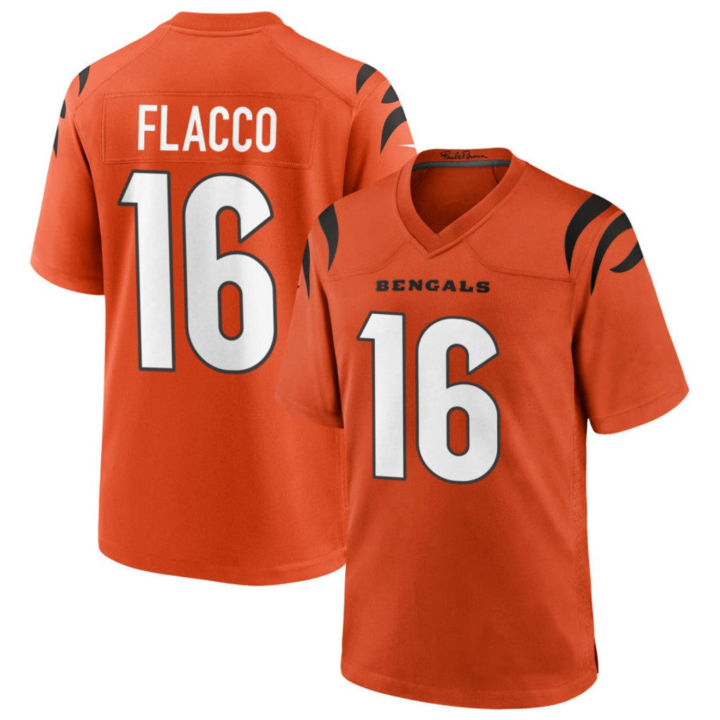 Jamed C.Bengals #16 Joe Flacco Player Orange Home Game Stitched Jerseys