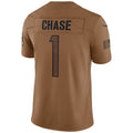 Jamed C.Bengals #1 Ja'Marr Chase Player BROWN Salute To Service Limited Stitched Jerseys