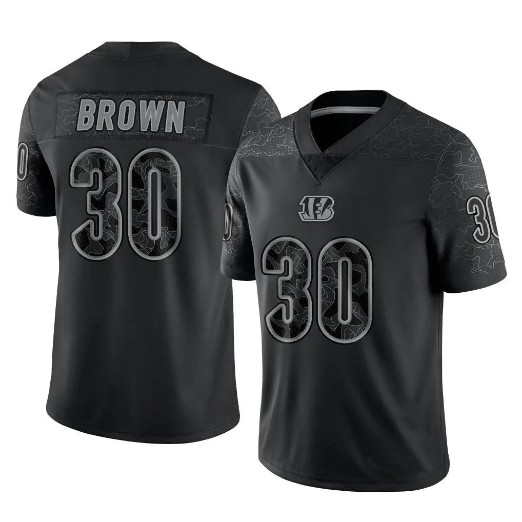 Jamed C.Bengals #30 Chase Brown Player Black RFLCTV Limited  Stitched Jerseys