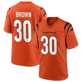 Jamed C.Bengals #30 Chase Brown Player Oramge Home Game Stitched Jerseys