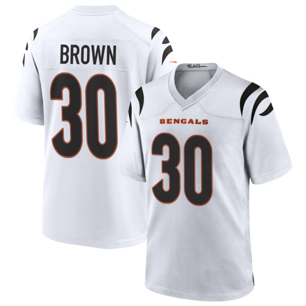 Jamed C.Bengals #30 Chase Brown Player White Home Game Stitched Jerseys