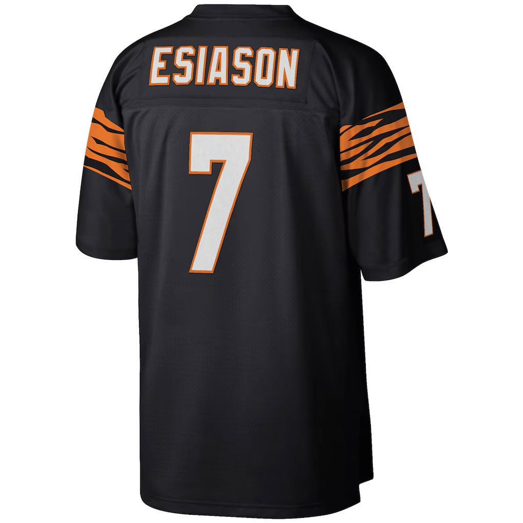 Jamed C.Bengals #7 Boomer Esiason Mitchell & Ness Black Legacy Replica Stitched Jerseys