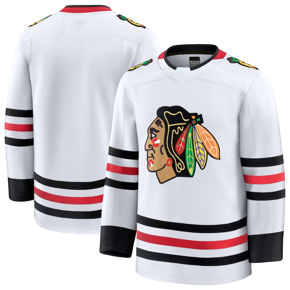 Jamed C.Blackhawks White Away Premium Jerseys