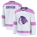 Jamed C.Blackhawks White Hockey Fights Cancer Survivor Practice Jerseys