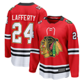 Jamed C.Blackhawks #24 Sam Lafferty Red Centennial Breakaway Player Jerseys