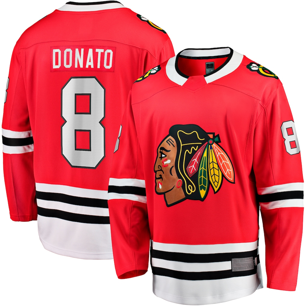 Jamed C.Blackhawks #8 Ryan Donato Red Home Breakaway Jerseys