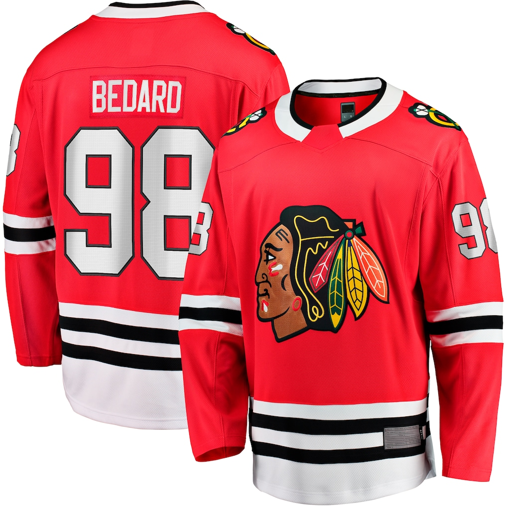 Jamed C.Blackhawks #98 Connor Bedard Red Home Breakaway Player Jerseys