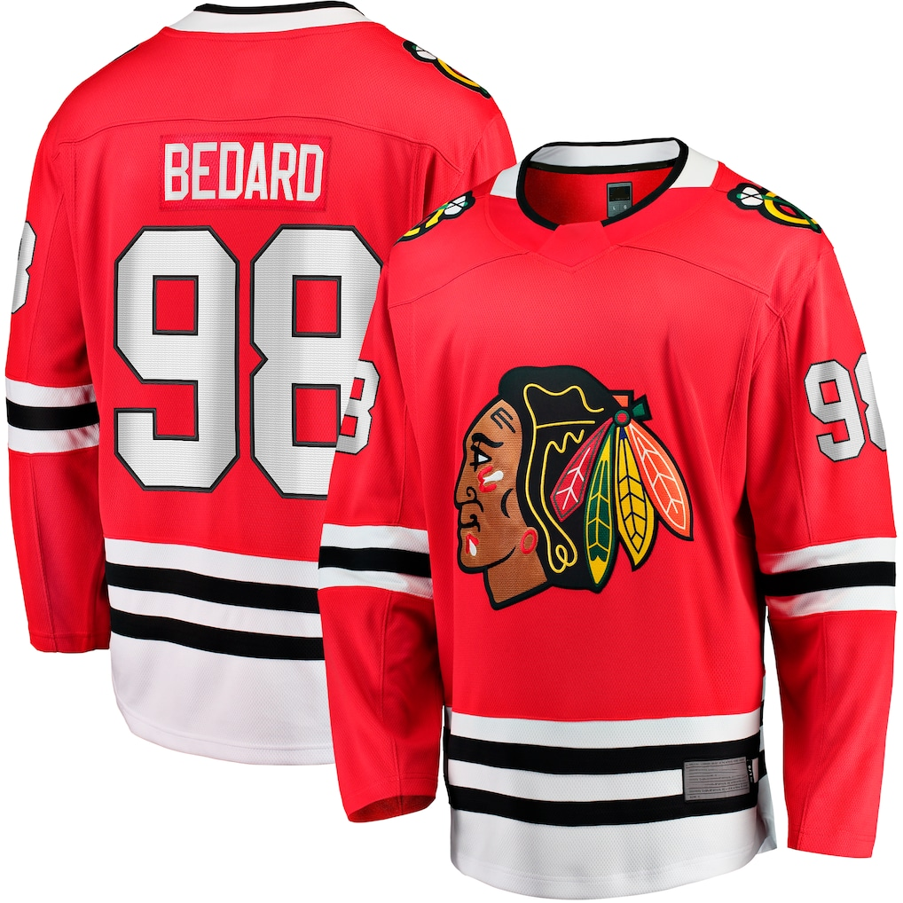 Jamed C.Blackhawks #98 Connor Bedard Red Home Breakaway Player Jerseys