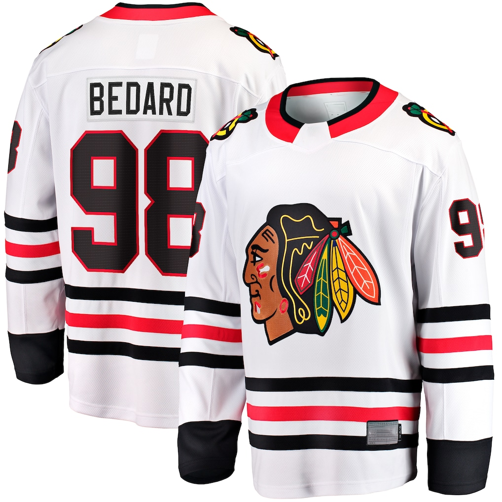 Jamed C.Blackhawks #98 Connor Bedard White Away Breakaway Player Jerseys