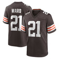 Jamed C.Browns #21 Denzel Ward Player Brown Home Game Football Jerseys