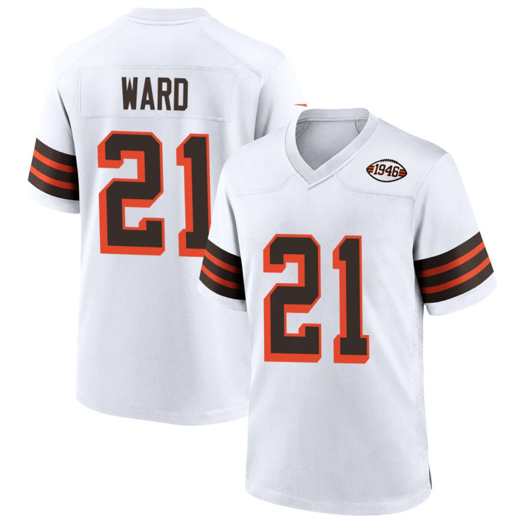 Jamed C.Browns #21 Denzel Ward Player White 1946 Collection Alternate Football Jerseys