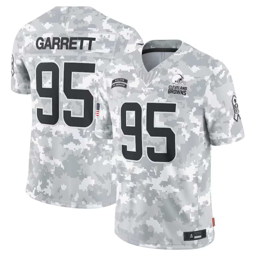 JamedC.Browns #95 Myles Garrett Player Arctic Camo Salute to Service Limited Stitched Jerseys