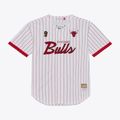 Jamed C.Bulls Mitchell & Ness White Head Coach Pinstripe Mesh Full-Button Baseball Jerseys