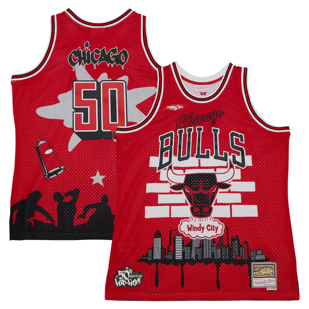 Jamed C.Bulls Mitchell & Ness x Tats Cru Red Hardwood Classics Fashion Jerseys