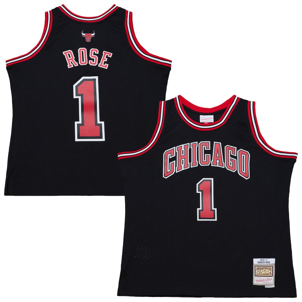 Jamed C.Bulls #1 Derrick Rose Mitchell & Ness Black Big & Tall 2010-11 Swingman Jerseys