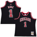 Jamed C.Bulls #1 Derrick Rose Mitchell & Ness Black Big & Tall 2010-11 Swingman Jerseys