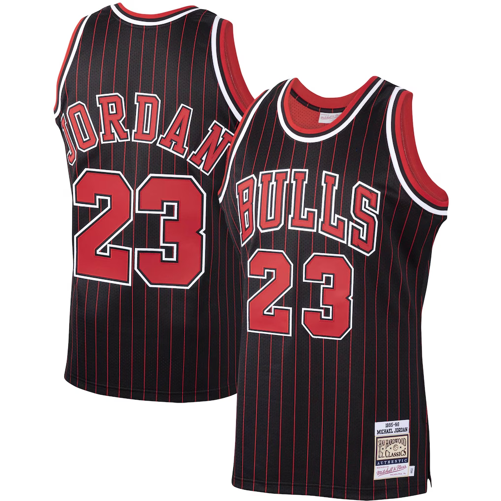 Jamed C.Bulls #23 Michael Jordan Mitchell & Ness Black 1995-96 Hardwood Classics Authentic Jerseys