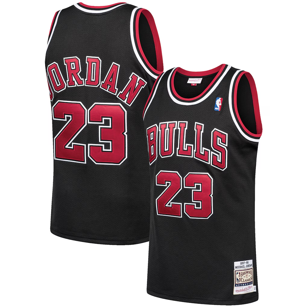 Jamed C.Bulls #23 Michael Jordan Mitchell & Ness Black 1997-98 Hardwood Classics Authentic Jerseys