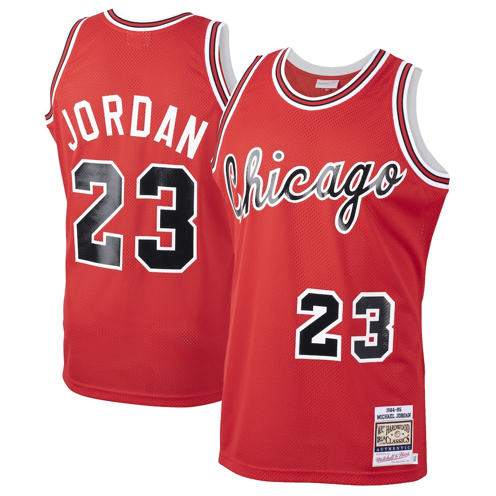 Jamed C.Bulls #23 Michael Jordan Mitchell & Ness Red 198485 Hardwood Classics Rookie Authentic Jerseys