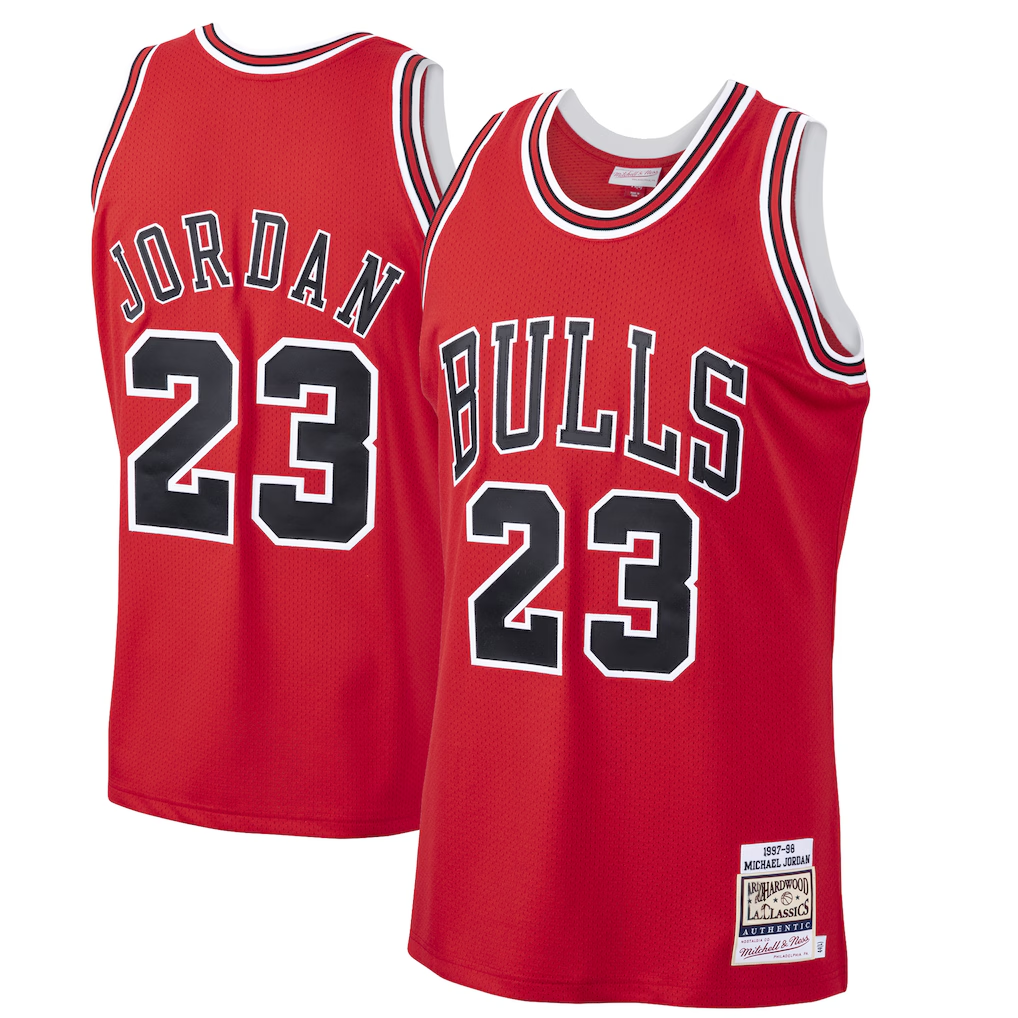 Jamed C.Bulls #23 Michael Jordan Mitchell & Ness Scarlet 1997-98 Hardwood Classics Authentic Jerseys