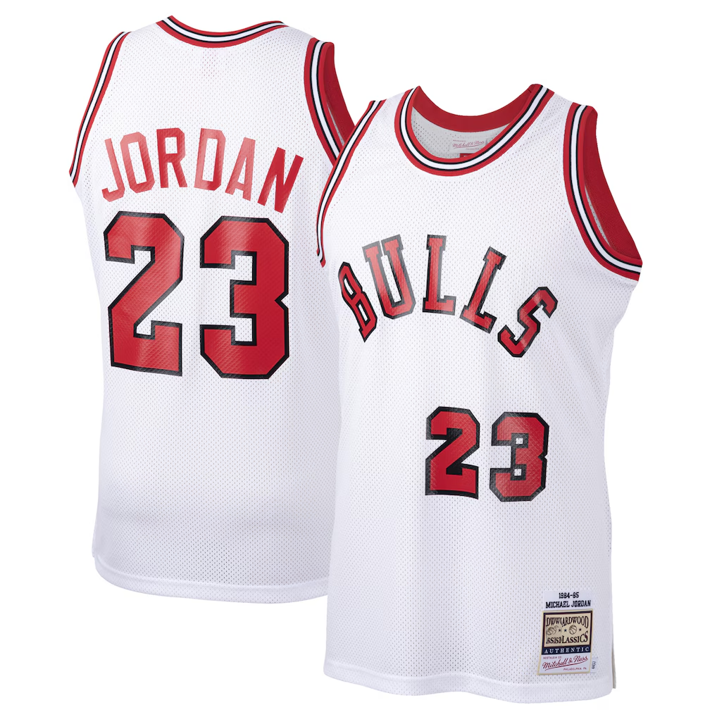 Jamed C.Bulls #23 Michael Jordan Mitchell & Ness White 1984-85 Hardwood Classics Rookie Authentic Jerseys