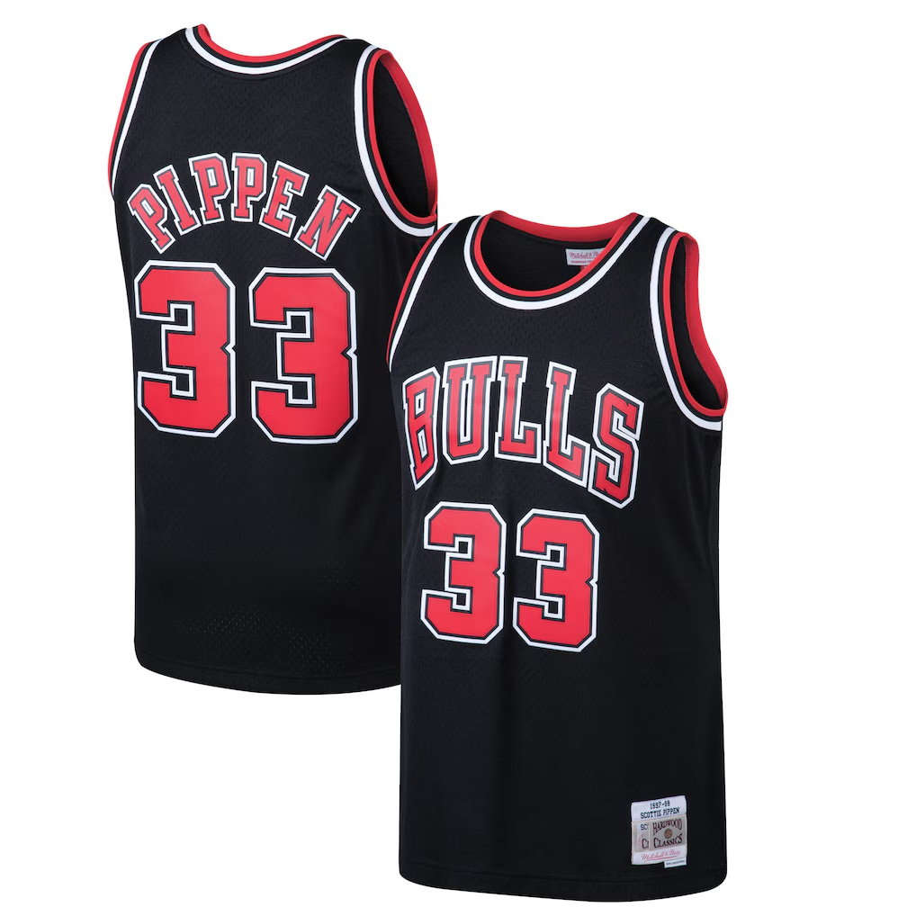 Jamed C.Bulls #33 Scottie Pippen Mitchell & Ness Black 1997-98 Hardwood Classics Swingman Jerseys