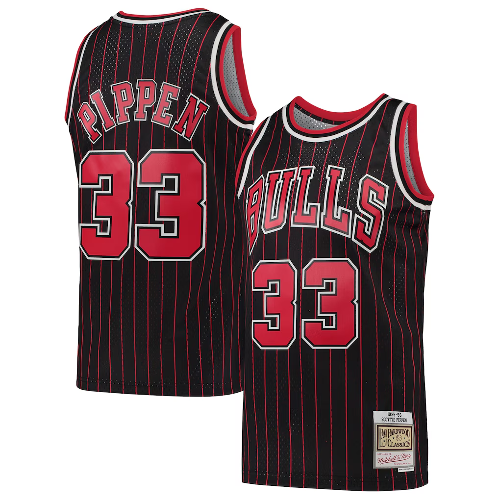 Jamed C.Bulls #33 Scottie Pippen Mitchell & Ness Black Hardwood Classics Swingman Jerseys